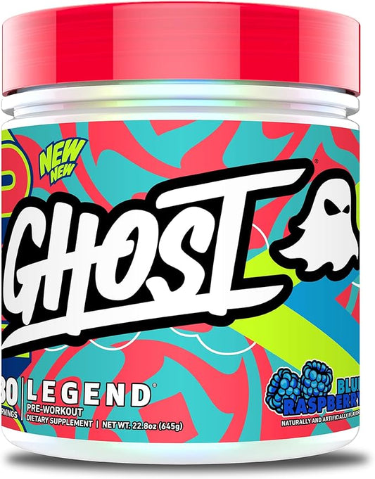 GHOST Legend V4 Pre-Workout Powder, Blue Raspberry - 30 Servings – Pre-Workout for Men & Women with Choline, L-Citrulline, & Beta Alanine for Energy & Focus