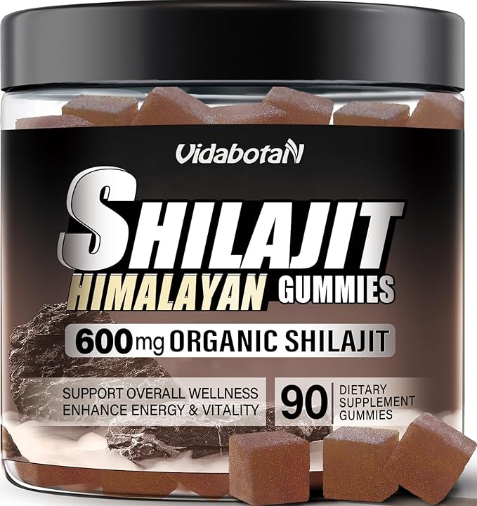Shilajit Gummies 600 MG, 85+ Trace Minerals, Fulvic Acid, Pure Shilajit with Ashwagnadha, Black Seed Oil for Men & Women, Sugar Free, Lemon Flavor, 90 Gummies