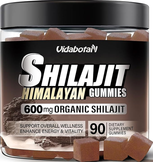Shilajit Gummies 600 MG, 85+ Trace Minerals, Fulvic Acid, Pure Shilajit with Ashwagnadha, Black Seed Oil for Men & Women, Sugar Free, Lemon Flavor, 90 Gummies