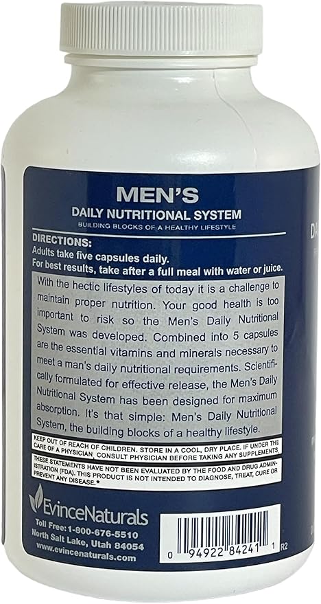 Evince Naturals Men's Daily Nutritional System, Multivitamin
