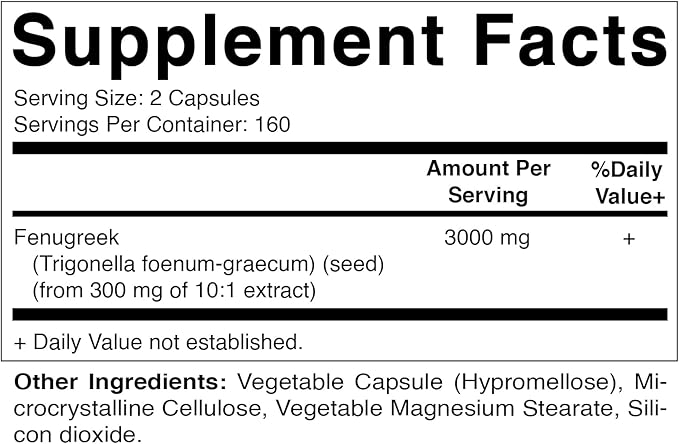 Vitamatic Fenugreek Capsules Extra Strength 3000 mg per Serving - Trigonella Foenum-Graecum - Methi Seeds Powder Pills - 320 Vegetarian Capsules