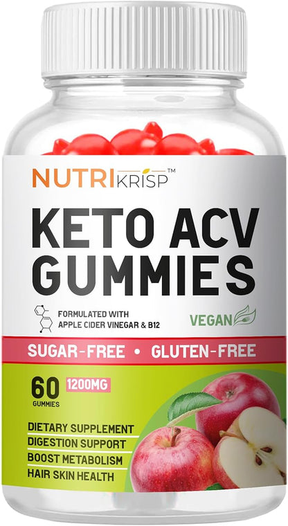 Keto ACV Gummies Advanced Weight Loss & Rapid Belly Fat Burn - Sugar-Free Gluten Free Super Apple Cider Vinegar Diet Supplement for Men Women (1200MG)