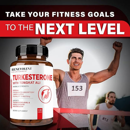 Turkesterone 8,000mg [Highest Purity] + BioPerine® for High Absorption Supplement with Tongkat Ali - Increase Stamina, Lean Muscle Growth & Recovery, Boosts Drive 3rd Party Tested 2 Months Supply