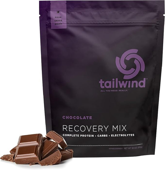 Tailwind Nutrition Recovery Mix, Complete Protein, Carbohydrates, and Electrolytes Powder Drink Mix for Post-Workout, Free of Gluten, Soy, and Dairy, Vegan, 15 Servings, Chocolate