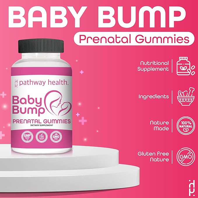 Pathway Health Baby Pump Prenatal Vitamin Gummies - 60 Capsules - Organic Pregnancy Supplements for Women - Gluten Free Multivitamin Prenatals - Prenatal Gummies with Iron, B12 & DHA