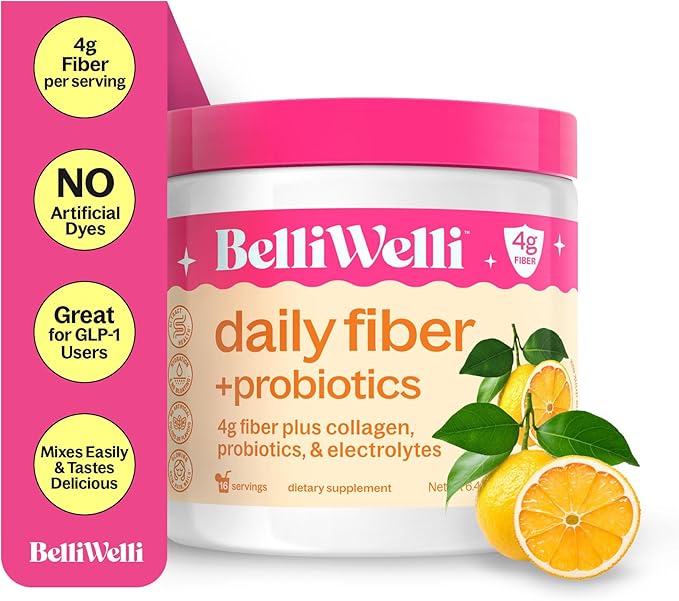 Daily Fiber Supplement Powder with Collagen, Probiotics & Electrolytes | Supports Digestive Health, Gut Balance & Debloating | Orange Yuzu Mandarin | 16 Servings