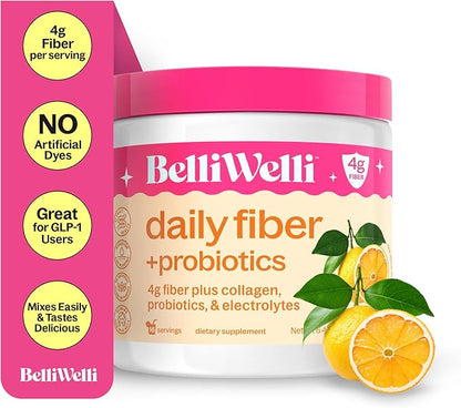 Daily Fiber Supplement Powder with Collagen, Probiotics & Electrolytes | Supports Digestive Health, Gut Balance & Debloating | Orange Yuzu Mandarin | 16 Servings