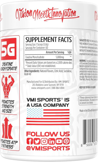 VMI Sports Creatine Monohydrate Powder Muscle Mass – Strength – Size – Power | 5 Grams per Serving (60 Servings, Gummy Bear)