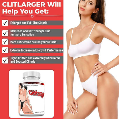 CLITLARGER Women’s Multivitamin, Mineral and Herbs for a Bigger, Lubricated, and More Sensitive Clitoris. Natural Clitoris Enlargement Pills. 30 Tablets