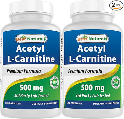 Best Naturals Acetyl L-Carnitine 500 Mg 120 Capsules (120 Count (Pack of 2))