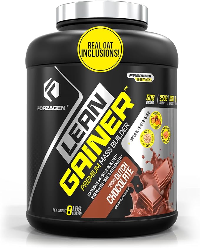 Forzagen Lean Gainer Premium Mass Builder | Mass Gainer Protein Powder for Men & Women | High Calorie Protein, Weight Gain, Bulk, Muscle Building Supplement | Dutch Chocolate, 8 lbs. (11 Servings)