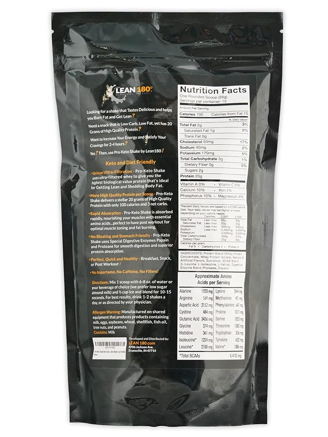 Pro Keto Shake - Best Tasting Low Carb Low Sugar Clean Protein Shake for Keto and All Diets Weight Loss (Vanilla)