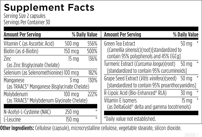 Designs for Health Detox Antiox - Liver + Detoxification Support Antioxidant Supplement with Turmeric Extract (Curcumin), Green Tea, Grape Seed, Vitamins + Minerals - Immune Support (60 Capsules)
