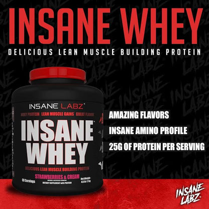 Insane Labz Insane Whey,100% Muscle Building Whey Protein, Post Workout, BCAA Amino Profile, Mass Gainer, Meal Replacement, 5lbs, 60 Srvgs (Packaging May Vary) (Chocolate Peanut Butter)