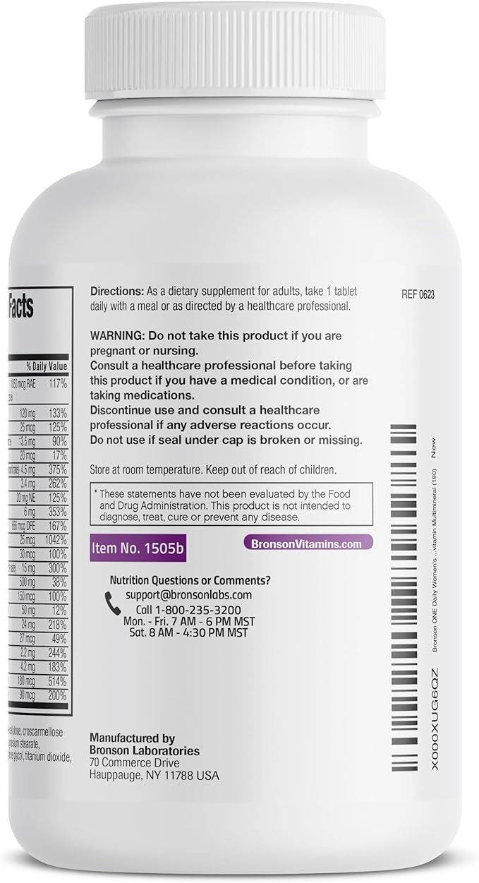 Bronson ONE Daily Women’s 50+ Complete Multivitamin Multimineral, 180 Tablets