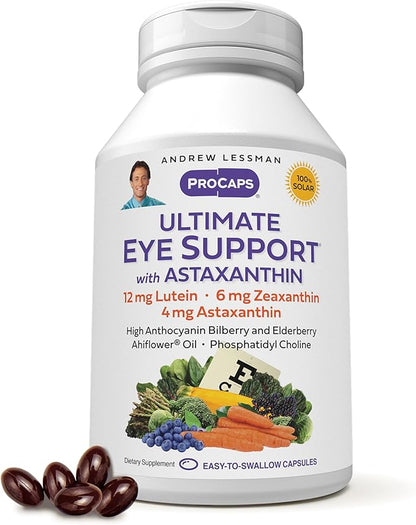 Andrew Lessman Ultimate Eye Support with Astaxanthin 180 Softgels – 12mg Lutein, 6mg Zeaxanthin, 4mg Astaxanthin, Bilberry, Key Nutrients to Support Eye Health & Promote Healthy Vision. No Additives