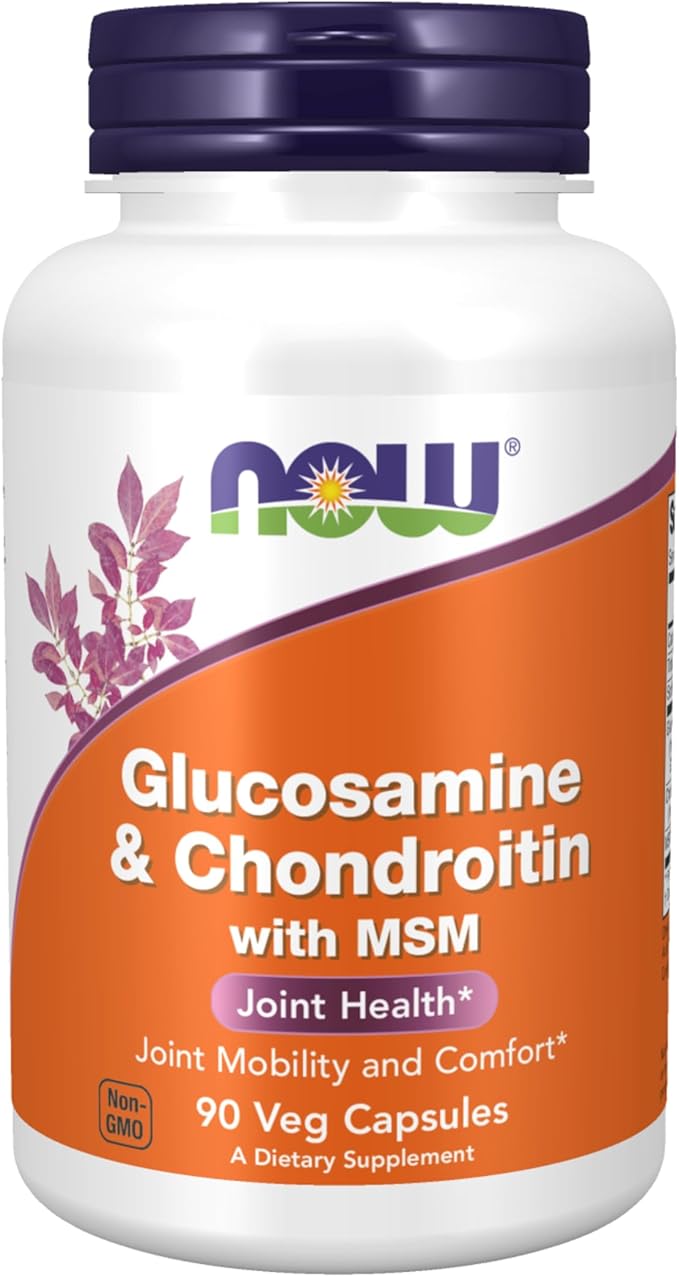 NOW Foods Supplements, Glucosamine & Chondroitin with MSM, Joint Health, Mobility and Comfort*, 90 Veg Capsules