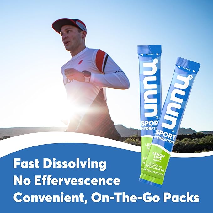 Nuun Sport Electrolyte Powder Packets - Lemon Lime Flavor | 5 Essential Electrolytes for Hydration | Easy Open Drink Mix with Magnesium | 1g Sugar | Non GMO, Vegan | 16 Single Serving Sticks