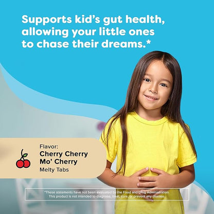 Renzo's Kids Probiotic - Dissolvable Probiotics for Digestive Health & Immune Support - 60 Cherry-Flavored Melty Tabs
