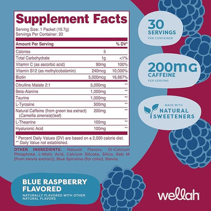 Get-Going Blue Raspberry Flavored Pre-Workout Stickpacks (20 Servings)