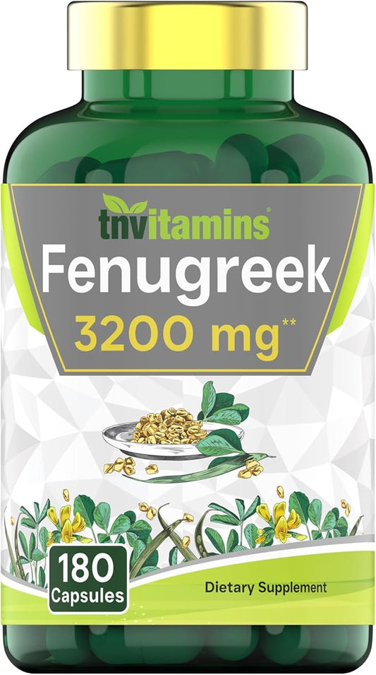 Fenugreek Capsules: 3200 mg - 180 Capsules | Fenugreek Supplement for Men & Women | Fenugreek Seed Powder Extract | Non-GMO | Made in The USA!