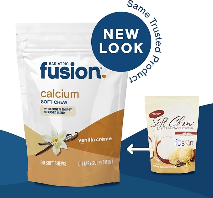 Bariatric Fusion Calcium Citrate & Energy Soft Chew Bariatric Vitamin | Vanilla Flavored | Sugar Free | Bariatric Surgery Patients Including Gastric Bypass and Sleeve Gastrectomy | 60 Count