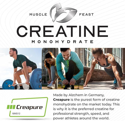 Muscle Feast Creapure Creatine Monohydrate Powder, Vegan Keto Friendly Gluten-Free, Mass Gainer, Muscle Recovery Supplement and Best Creatine for Muscle Growth, Unflavored, 300g