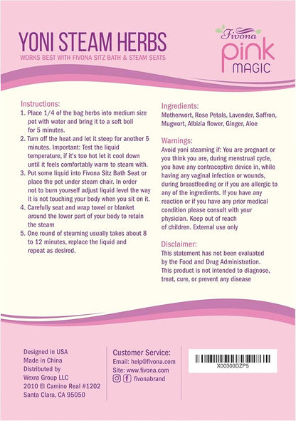 Fivona Yoni Steam Kit 2-in-1 Bundle of Steaming Seat with Pink Premium Herbs Bundle - at Home V-SPA Cleansing Set for Toilet Bowl - Detox and Rejuvenate with All-Natural Herbal Therapy