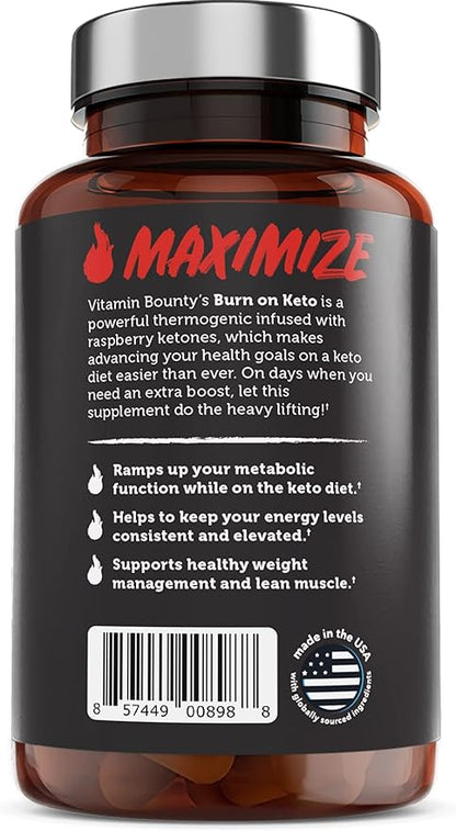 Vitamin Bounty Burn On Keto Multivitamin – Keto-Specific Nutritional Support with Magnesium, Potassium, and MCT for Energy, Cramp Relief, and Nutrient Optimization - 60 Capsules