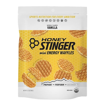 Honey Stinger Organic Mini Vanilla Waffles | Energy Stroopwafel for Exercise, Endurance and Performance | Sports Nutrition for Home & Gym, Pre and Post Workout | 1 Bag, 5.3 Ounce