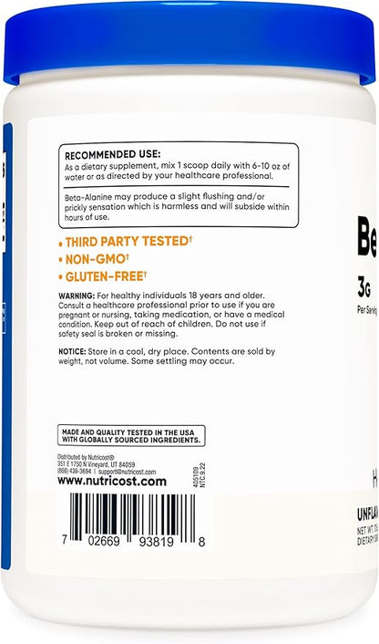 Nutricost Beta Alanine 500 Gram Bottles (2 Pack for 1 KG) - Pure Beta Alanine