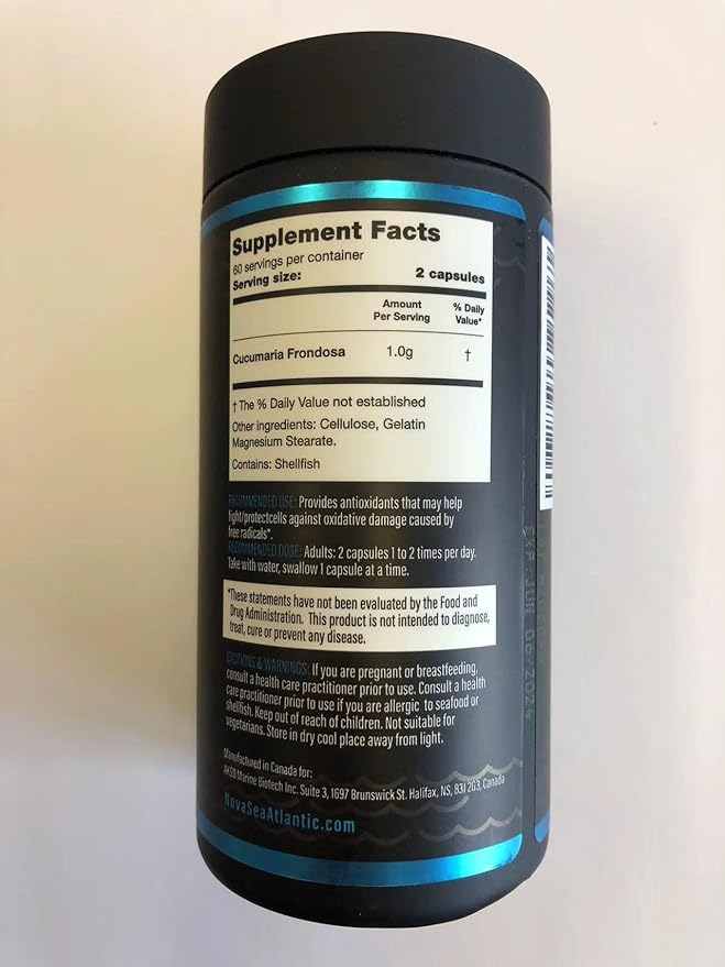 Sea Cucumber Supplement, Wild Caught Sea Cucumber Capsules with Fucosylated Chondroitin Vitamins Mineral — Natural Antioxidant Supplement for Elderly Adult Child (Pack of 2)