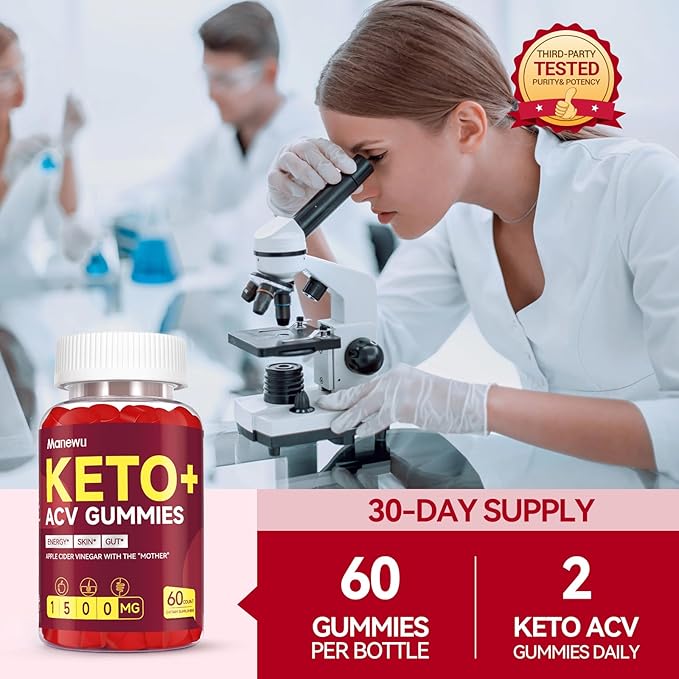 Keto ACV Gummies - 1500mg Keto Gummies Diet Supplement for Women & Men - Natural Apple Cider Vinegar with Mother - Gluten Free, Vegan, Non-GMO, Made in USA