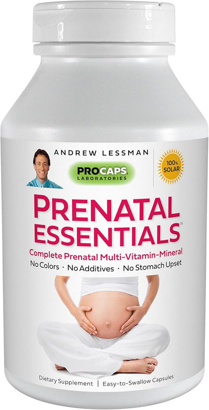 ANDREW LESSMAN Prenatal Essentials 60 Capsules - Complete Prenatal Vitamins for Women, No Additives Prenatal Multivitamin, Nutrients for Womens Prenatal & Postnatal - Methylfolate Prenatal with Iron
