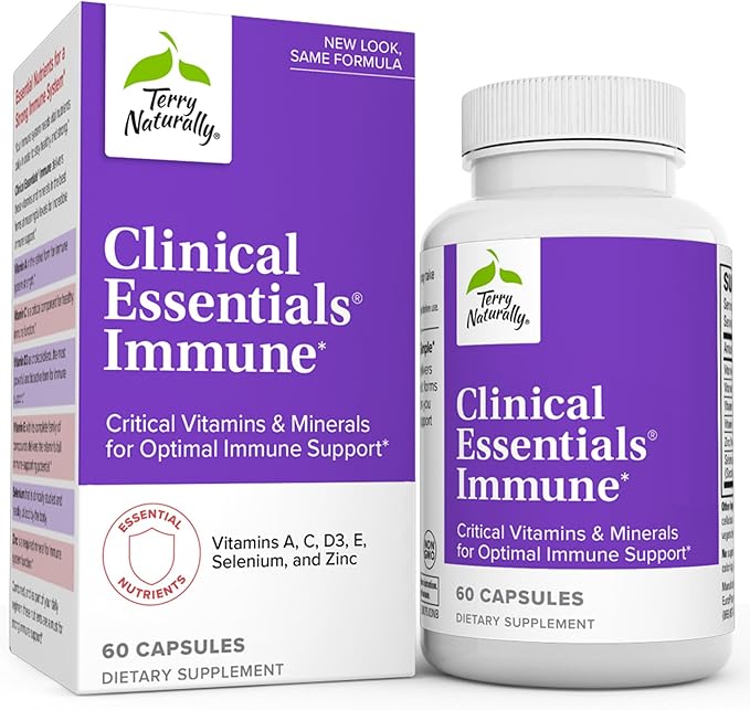 Terry Naturally Clinical Essentials Immune - 60 Capsules - Critical Vitamins & Minerals for Optimal Immune Support - Non-GMO, Gluten Free - 60 Servings