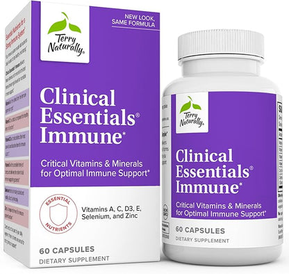 Terry Naturally Clinical Essentials Immune - 60 Capsules - Critical Vitamins & Minerals for Optimal Immune Support - Non-GMO, Gluten Free - 60 Servings