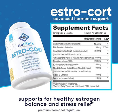 NuEthix Formulations Estro-Cort Anti-Estrogen Nutritional Support Dietary Supplement, 120 Capsules