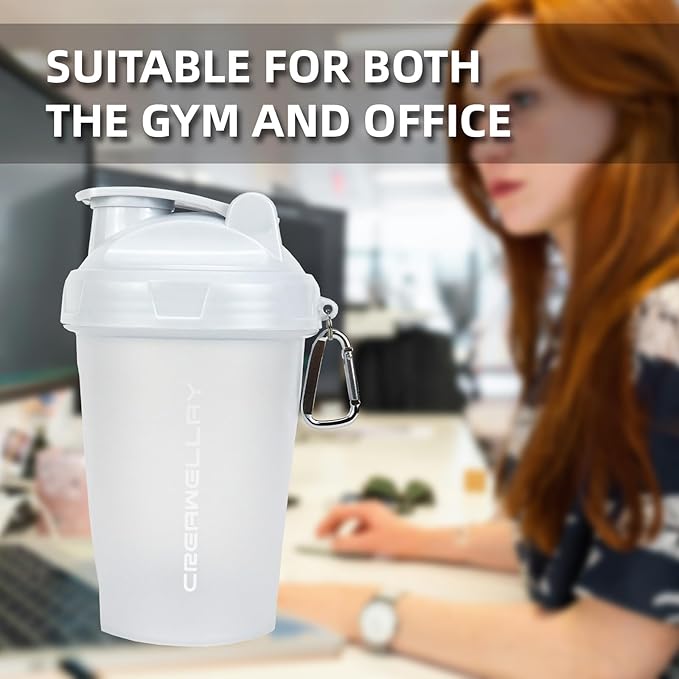 2 Pack Shaker Bottles for Protein Mixes, 17 oz Small Protein Shaker Bottle with Handle, Gym Shaker Cups with Blending Ball for Pre Workout, BPA-Free & Dishwasher Safe(Black, White)