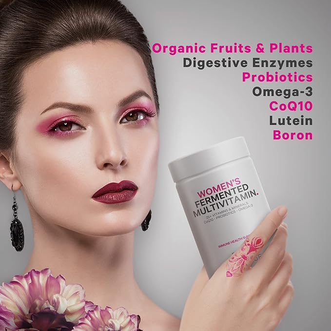 Codeage Women’s Daily Multivitamin, 25+ Vitamins & Minerals, Fermented, Organic Whole Foods, Probiotics Supplement - Vitamin A, Vitamin B, Vitamins C, D, E & K, Omega 3, Zinc – Vegan - 2 Pack