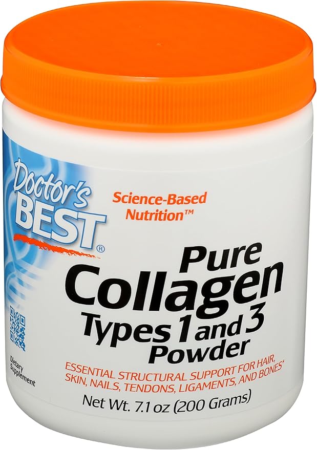 Doctor's Best Pure Collagen Types 1 & 3, Promotes Healthy Skin Hair & Nails – Bone & Joint Support, 7.1 Ounce (Pack of 1)