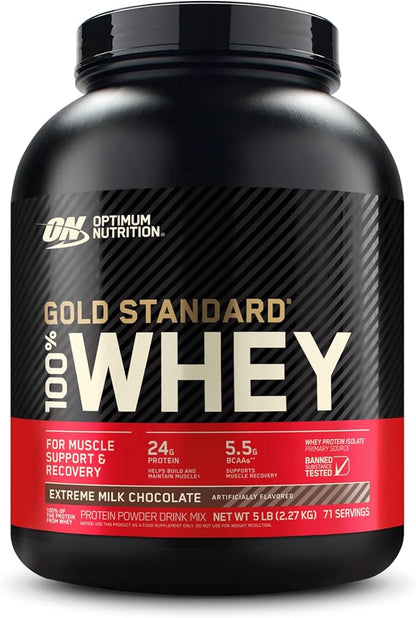 Optimum Nutrition Gold Standard 100% Whey Protein Powder, Extreme Milk Chocolate, 5 Pound (Packaging May Vary)