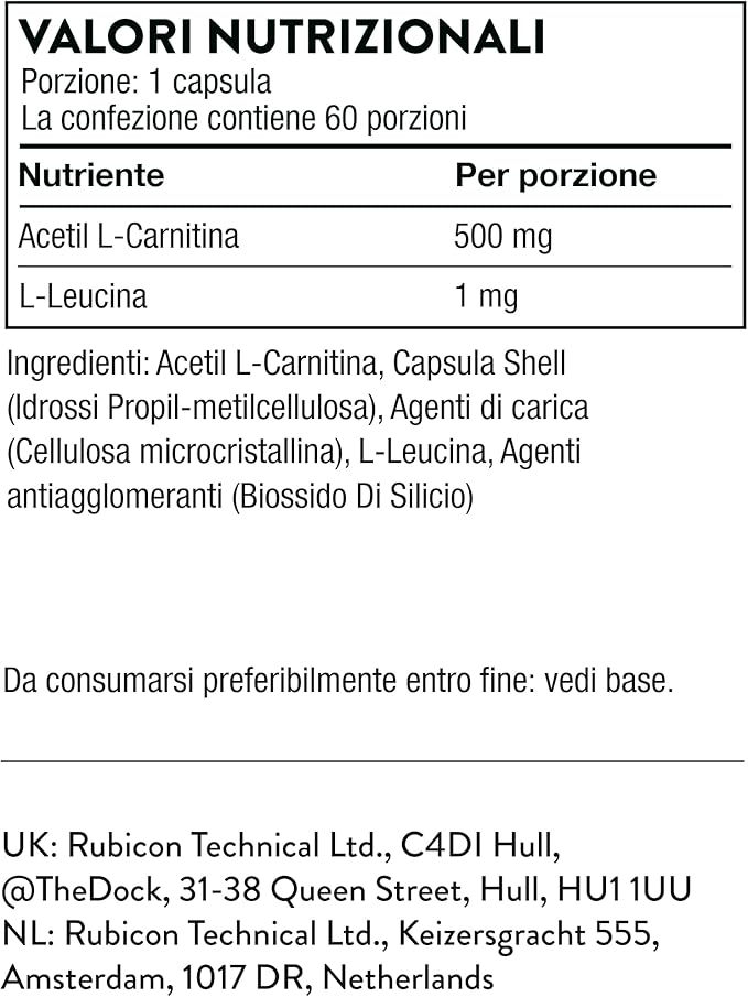 THORNE Acetyl-L-Carnitine - 500 mg - Supports Brain Function and Healthy Nerve Sensations in The Hands and Feet - Gluten-Free, Soy-Free, Dairy-Free - 60 Capsules