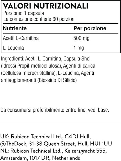 THORNE Acetyl-L-Carnitine - 500 mg - Supports Brain Function and Healthy Nerve Sensations in The Hands and Feet - Gluten-Free, Soy-Free, Dairy-Free - 60 Capsules