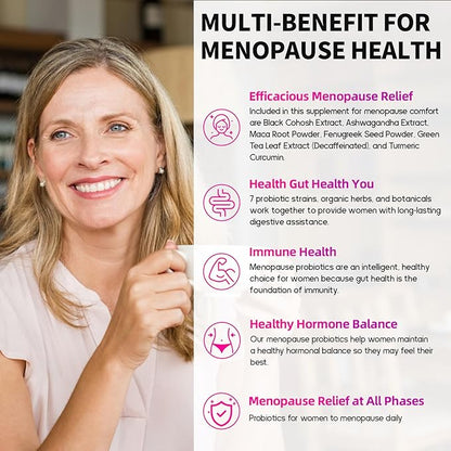 Negima Menopause Supplements for Women, 120 Billion CFUs Probiotics for Women, 13-in-1 Herbs & Botanicals Complex, for Hormone Menopause, Hot Flashes, Night Sweats, Mood Swings, Sleep - 120 Capsules