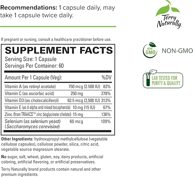 Terry Naturally Clinical Essentials Immune - 60 Capsules - Critical Vitamins & Minerals for Optimal Immune Support - Non-GMO, Gluten Free - 60 Servings