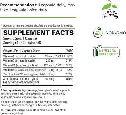 Terry Naturally Clinical Essentials Immune - 60 Capsules - Critical Vitamins & Minerals for Optimal Immune Support - Non-GMO, Gluten Free - 60 Servings