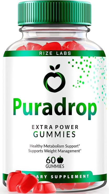 Puradrop Extra Power Gummies for Weight Loss Management, Extra Strength, Keto ACV (Apple Cider Vinegar) Gummy Supports Healthy Metabolism (60 Gummies)