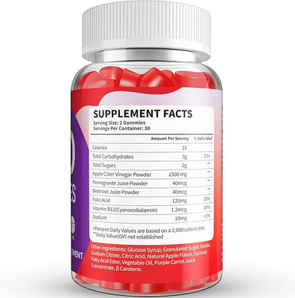 Keto ACV Gummies for Adults Keto Gummies Advanced Formula with B12 Pomegranate Beet Juice 180 Gummies
