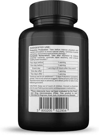 Trusted Since 2011 - Prevent Comedowns, Reduce Jaw Clenching, Neurotoxicity Protection | Party & Rave Recovery Cure & Supplement (60 Capsules)