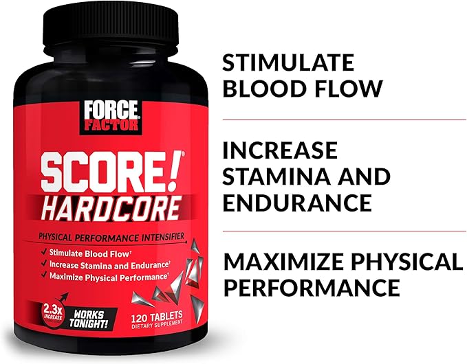 Force Factor SCORE!, 2-Pack, Hardcore Nitric Oxide Booster Supplement for Men with L-Citrulline, Yohimbe, Black Maca & B Vitamins to Increase Stamina, Maximize Physical Performance, 240 Tablets